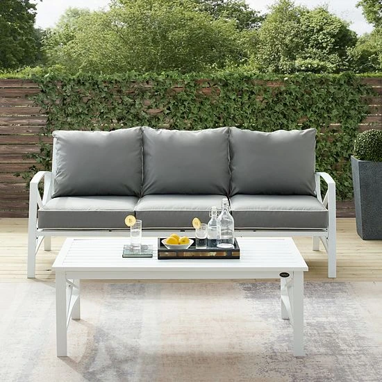Crosley Kaplan 2-Piece Outdoor Metal Sofa & Coffee Table Set Navy - Image 3