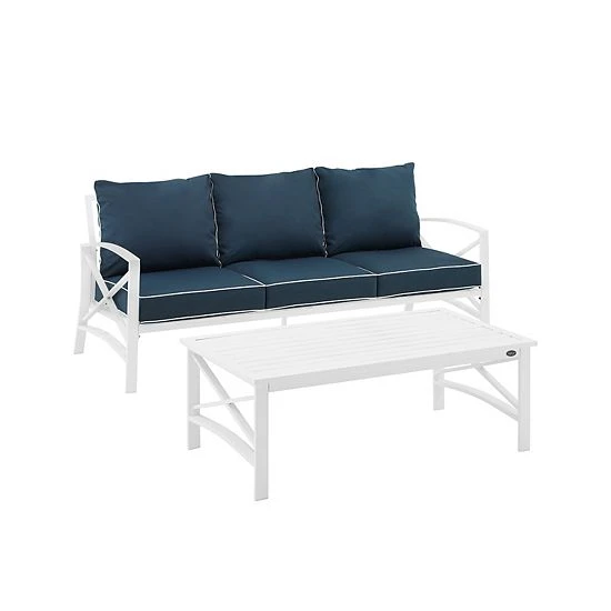 Crosley Kaplan 2-Piece Outdoor Metal Sofa & Coffee Table Set Navy - Image 4