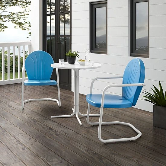 Crosley Griffith 3-Piece Outdoor Metal Bistro Set White Gloss 7 Crosley Griffith 3-Piece Outdoor Metal Bistro Set White Gloss - Image 5