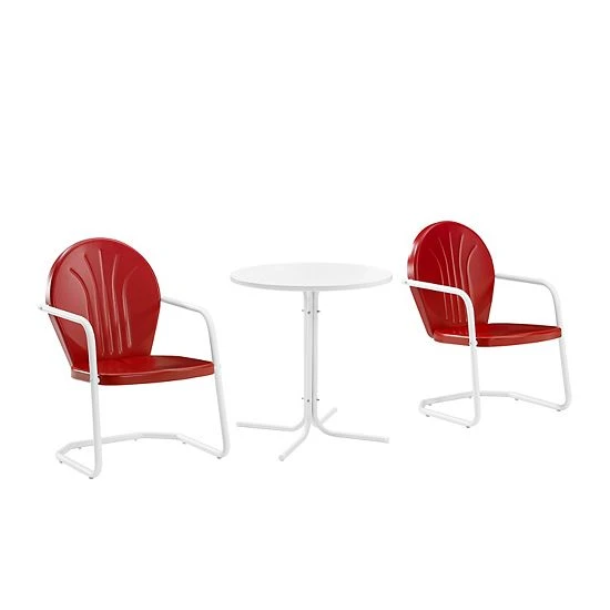 Crosley Griffith 3-Piece Outdoor Metal Bistro Set White Gloss 9 Crosley Griffith 3-Piece Outdoor Metal Bistro Set White Gloss - Image 7