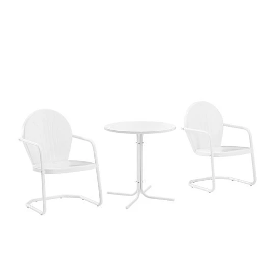 Crosley Griffith 3-Piece Outdoor Metal Bistro Set White Gloss 10 Crosley Griffith 3-Piece Outdoor Metal Bistro Set White Gloss - Image 8