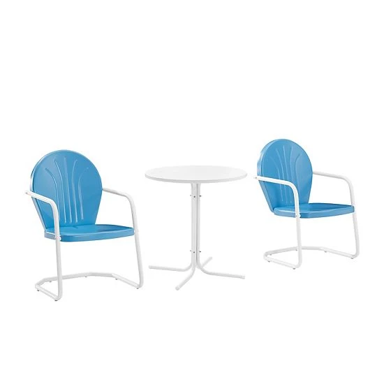 Crosley Griffith 3-Piece Outdoor Metal Bistro Set White Gloss 11 Crosley Griffith 3-Piece Outdoor Metal Bistro Set White Gloss - Image 9