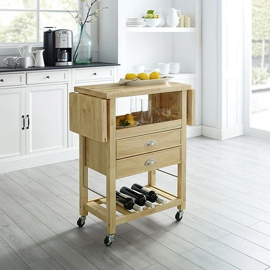 Crosley Bristol Double-Drop Leaf Kitchen Cart Natural 5 Crosley Bristol Double-Drop Leaf Kitchen Cart Natural - Image 3