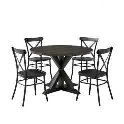 Crosley Hayden Round & Camille Chair 5-piece Dining Set