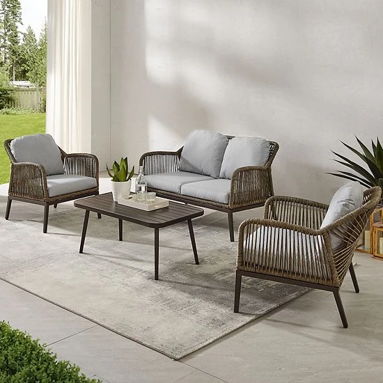 Crosley Haven Patio Wicker Conversation 4-piece Set 4 Crosley Haven Patio Wicker Conversation 4-piece Set - Image 2