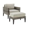 Crosley Prescott Wicker Patio Arm Chair & Ottoman 2-piece Set Taupe