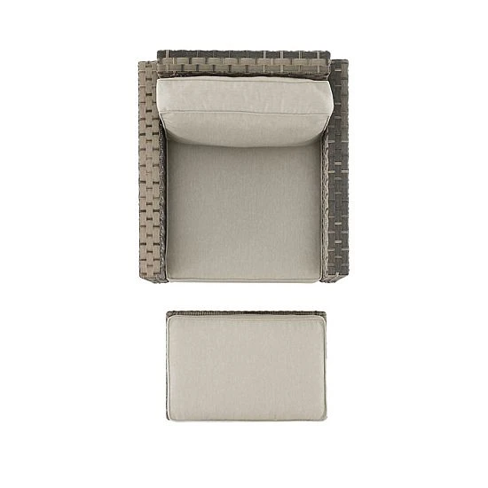 Crosley Prescott Wicker Patio Arm Chair & Ottoman 2-piece Set Taupe - Image 5