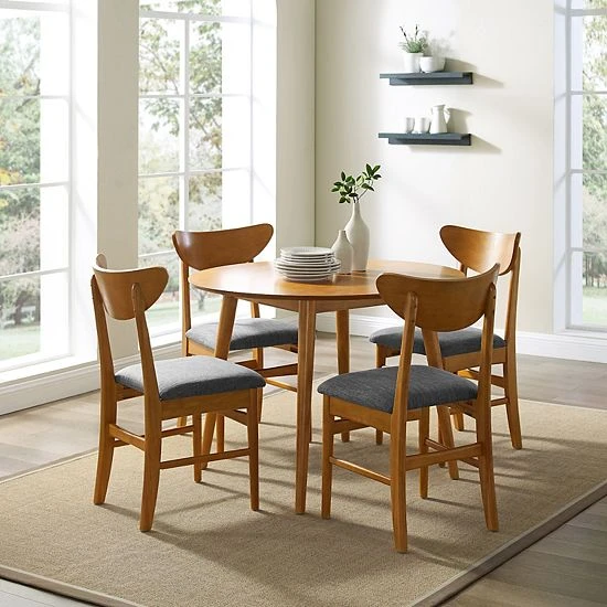 Crosley Landon 5-Piece Round Dining Set Mahogany 4 Crosley Landon 5-Piece Round Dining Set Mahogany - Image 2