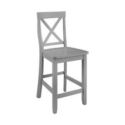 Crosley X-Back 2-Piece Counter Stool Set Gray