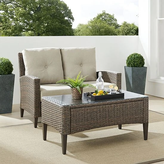 Crosley Rockport Outdoor 2-Piece Wicker Conversation Set - Image 2