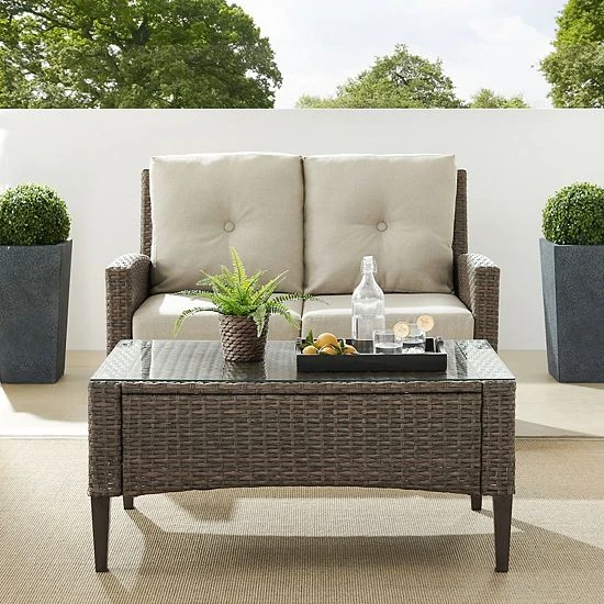 Crosley Rockport Outdoor 2-Piece Wicker Conversation Set - Image 3