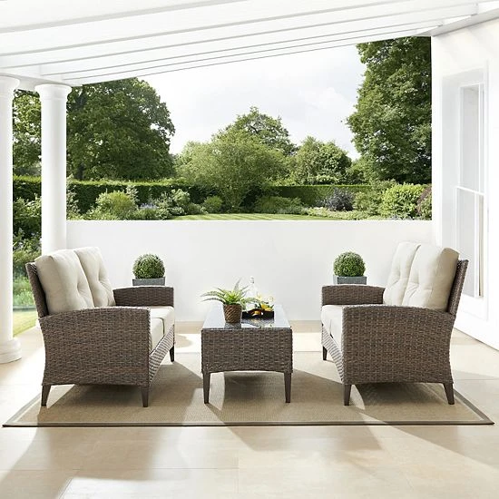 Crosley Rockport Outdoor 3-Piece Wicker Conversation Set - Image 3