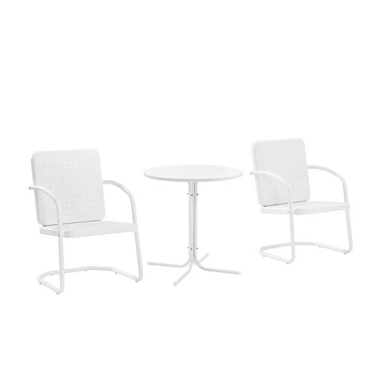 Crosley Bates 3-Piece Outdoor Metal Bistro Set Bright Red Gloss 3 Crosley Bates 3-Piece Outdoor Metal Bistro Set Bright Red Gloss