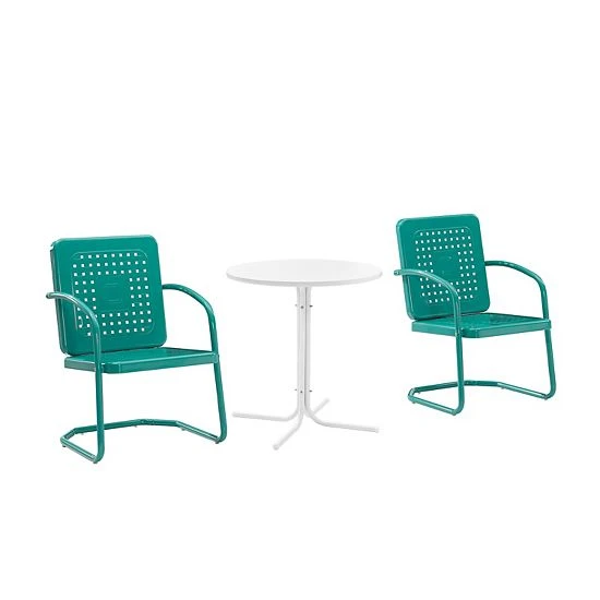 Crosley Bates 3-Piece Outdoor Metal Bistro Set Bright Red Gloss 8 Crosley Bates 3-Piece Outdoor Metal Bistro Set Bright Red Gloss - Image 6