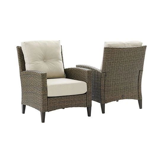 Crosley Rockport Outdoor 2-Piece Wicker High-Back Chair Set