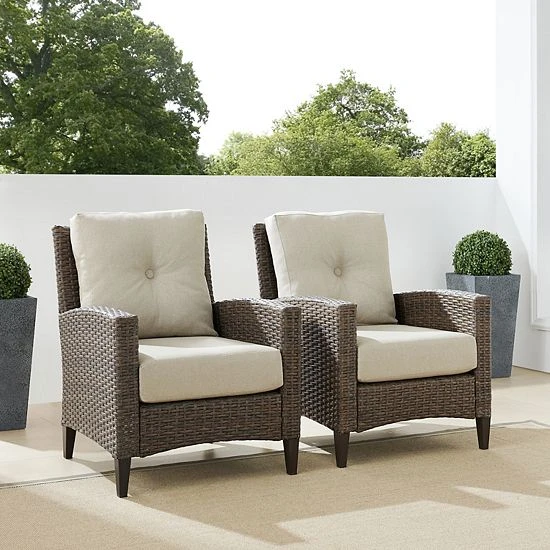 Crosley Rockport Outdoor 2-Piece Wicker High-Back Chair Set - Image 3