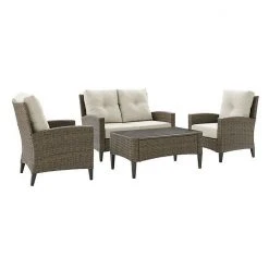 Crosley Rockport Outdoor 4-Piece Wicker Conversation Set