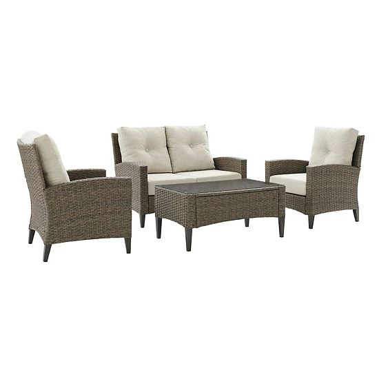 Crosley Rockport Outdoor 4-Piece Wicker Conversation Set