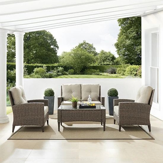 Crosley Rockport Outdoor 4-Piece Wicker Conversation Set - Image 3