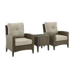 Crosley Rockport Wicker Patio Arm Chair & End Table 3-piece Set