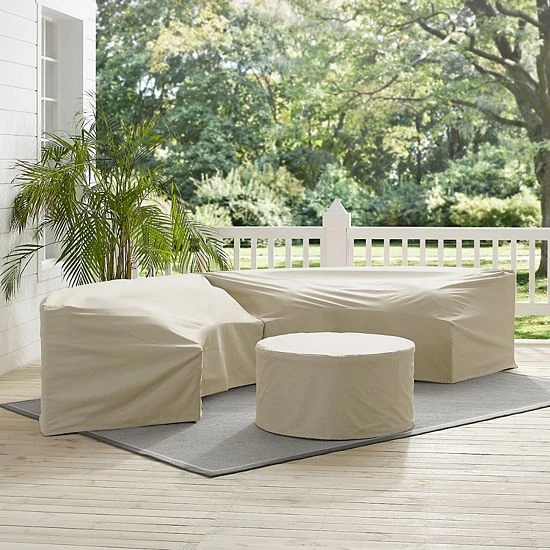 Crosley Catalina Patio Furniture Cover 3-piece Set Tan - Image 2