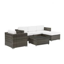 Crosley Furniture Sea Island 5-Piece Wicker Conversational Set Grey