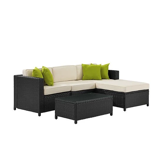 Crosley Furniture Sea Island 5-Piece Wicker Sectional Set