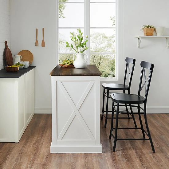 Crosley Clifton Kitchen Island & Camille Stools 2-piece Set - Image 4