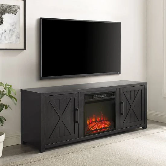 Crosley Gordon Electric Fireplace Farmhouse TV Stand Graywash - Image 2