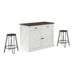 Crosley Clifton Kitchen Island & Ava Stools 2-piece Set