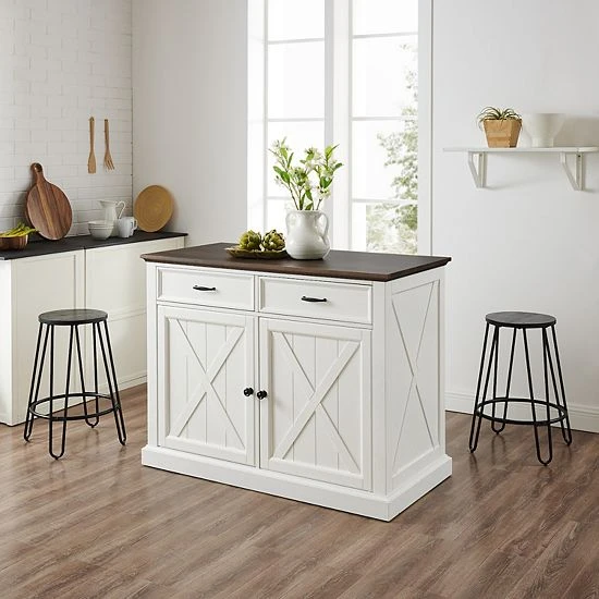 Crosley Clifton Kitchen Island & Ava Stools 2-piece Set - Image 2