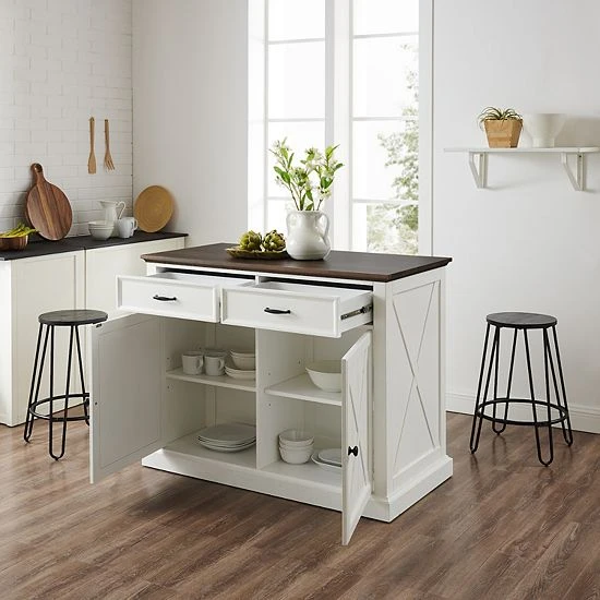 Crosley Clifton Kitchen Island & Ava Stools 2-piece Set - Image 3