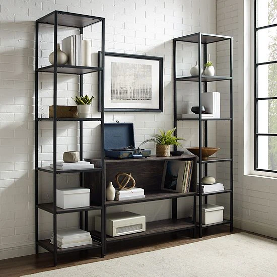 Crosley Jacobsen Entertainment TV Stand & Bookcase 3-piece Set - Image 2