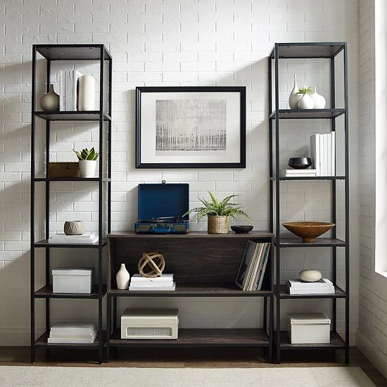 Crosley Jacobsen Entertainment TV Stand & Bookcase 3-piece Set - Image 3