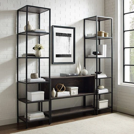 Crosley Jacobsen Entertainment TV Stand & Bookcase 3-piece Set - Image 4