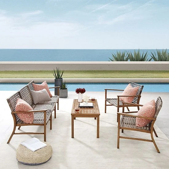 Crosley Ridley Patio Couch, Arm Chair & Coffee Table 4-piece Set - Image 3