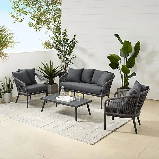 Crosley Dover Patio Rope Conversation 4-piece Set - Image 2