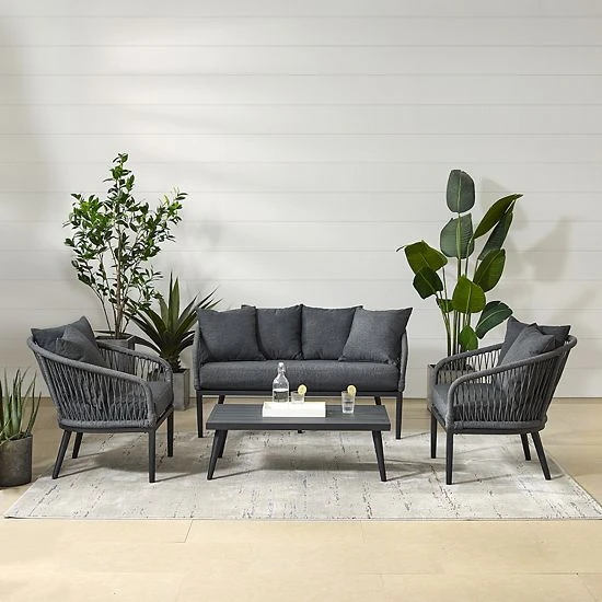 Crosley Dover Patio Rope Conversation 4-piece Set - Image 3