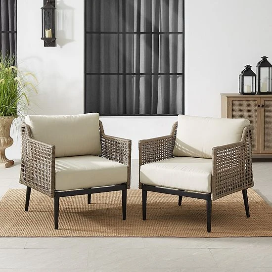 Crosley Southwick Outdoor Wicker Arm Chair 2-Piece Set - Image 3