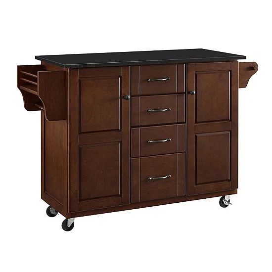Crosley Eleanor Kitchen Cart Mahogany Wood Top - Image 6