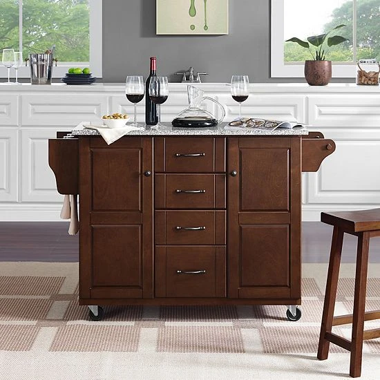 Crosley Eleanor Kitchen Cart Mahogany Wood Top - Image 7