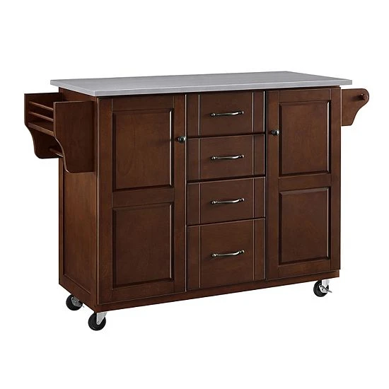 Crosley Eleanor Kitchen Cart Mahogany Wood Top - Image 9