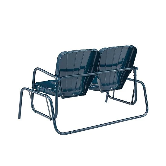 Crosley Ridgeland Outdoor Metal Loveseat Glider Navy Gloss - Image 3
