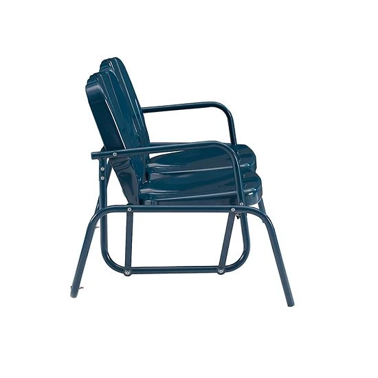 Crosley Ridgeland Outdoor Metal Loveseat Glider Navy Gloss - Image 4