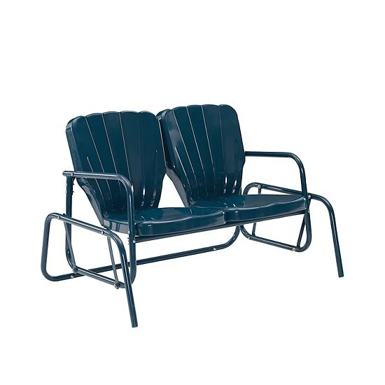 Crosley Ridgeland Outdoor Metal Loveseat Glider Navy Gloss - Image 10