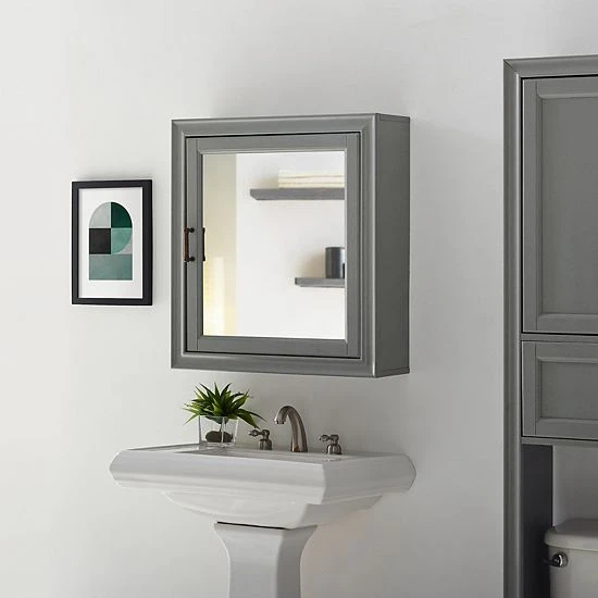 Crosley Tara Mirrored Wall Cabinet White - Image 3