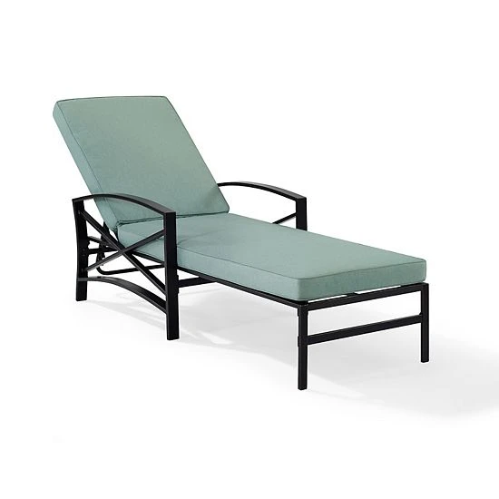 Crosley Kaplan Outdoor Patio Chaise Lounge Mist White