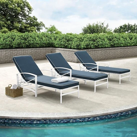 Crosley Kaplan Outdoor Patio Chaise Lounge Mist White - Image 3