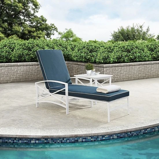 Crosley Kaplan Outdoor Patio Chaise Lounge Mist White - Image 4