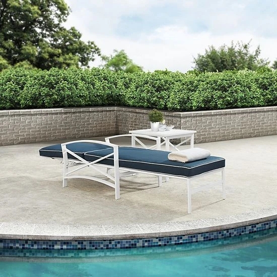 Crosley Kaplan Outdoor Patio Chaise Lounge Mist White - Image 5